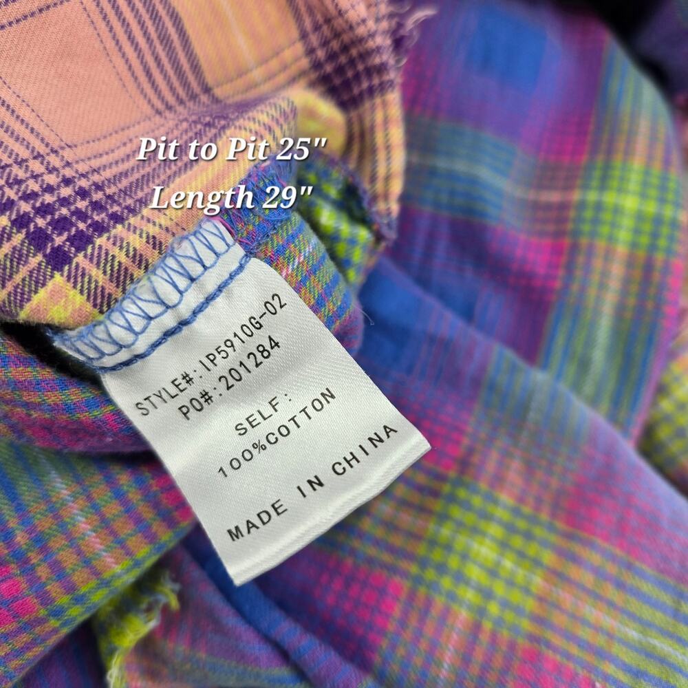 BiBi Patchwork Plaid Button Down Shirt Medium Ove… - image 5